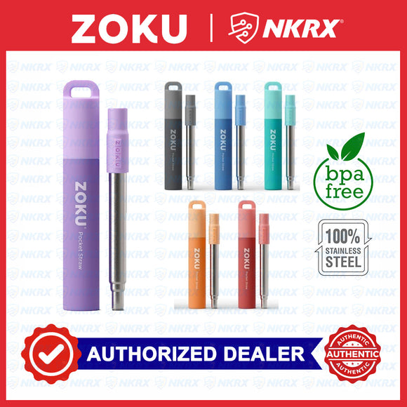 Zoku Reusable Stainless Steel Pocket Straw with Case & Brush